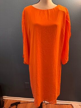 Grace Karin Orange Shift Dress with Boat Neck